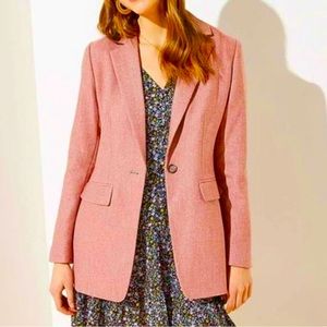 Pink Herringbone Loft Blazer